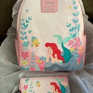 Loungefly Ariel “daydreamin” backpack and matching wallet